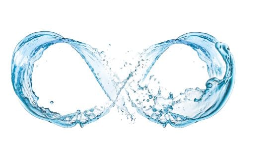 Infinity symbol made out of water